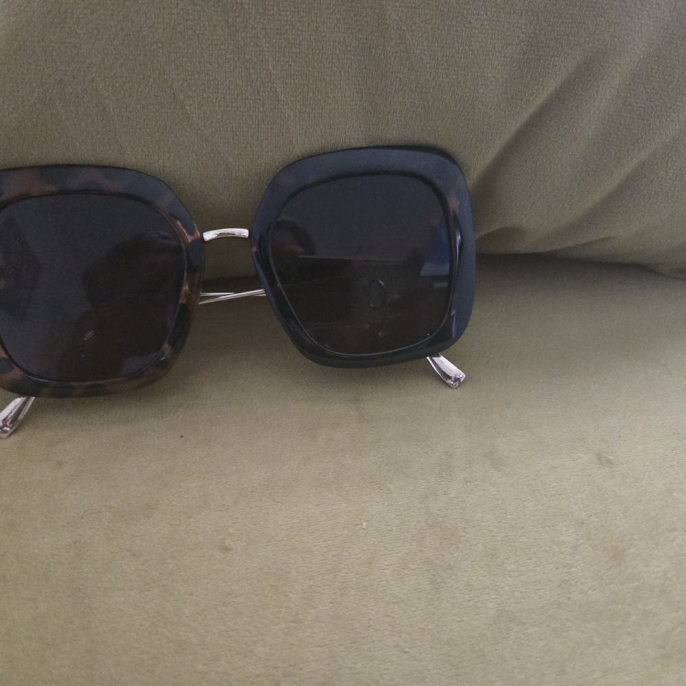 Chic Black and Brown Oversized Sunglasses with Metallic Detail